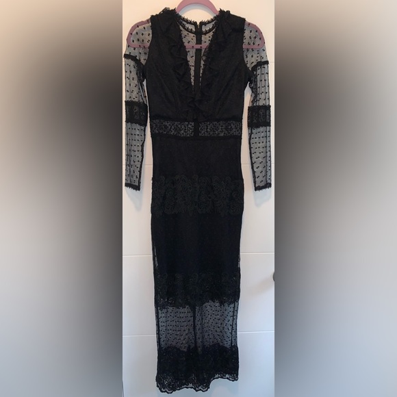 Alexis Elize Long Sleeve Lace Midi Dress in Black XS - Picture 6 of 8